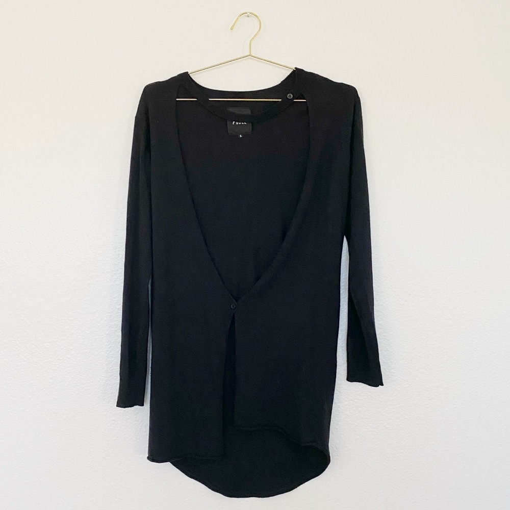 PUDEL Cut Out Long Cardigan in Black SZ S